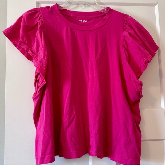 Old Navy Tops - XXL pink Old Navy top with ruffle sleeves